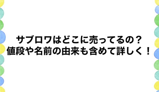 サブロワはどこに売ってるの？値段や名前の由来も含めて詳しく！